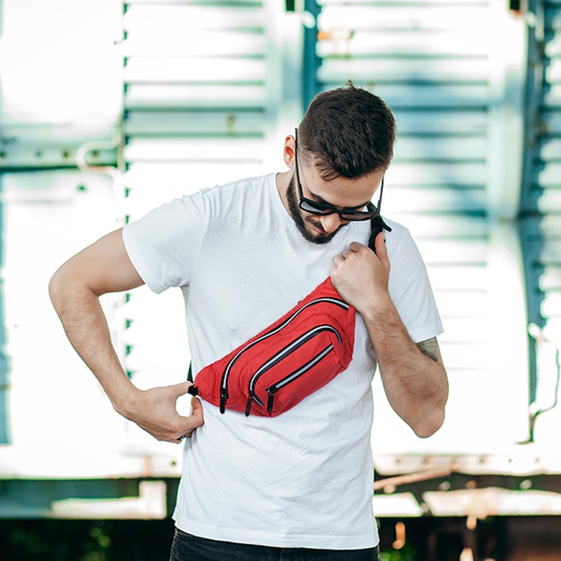 Marsupio multitasche in rpet rosso personalizzato Q24338R
