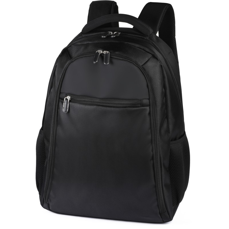 Zaino portacomputer in poliestere nero personalizzato Q24340N