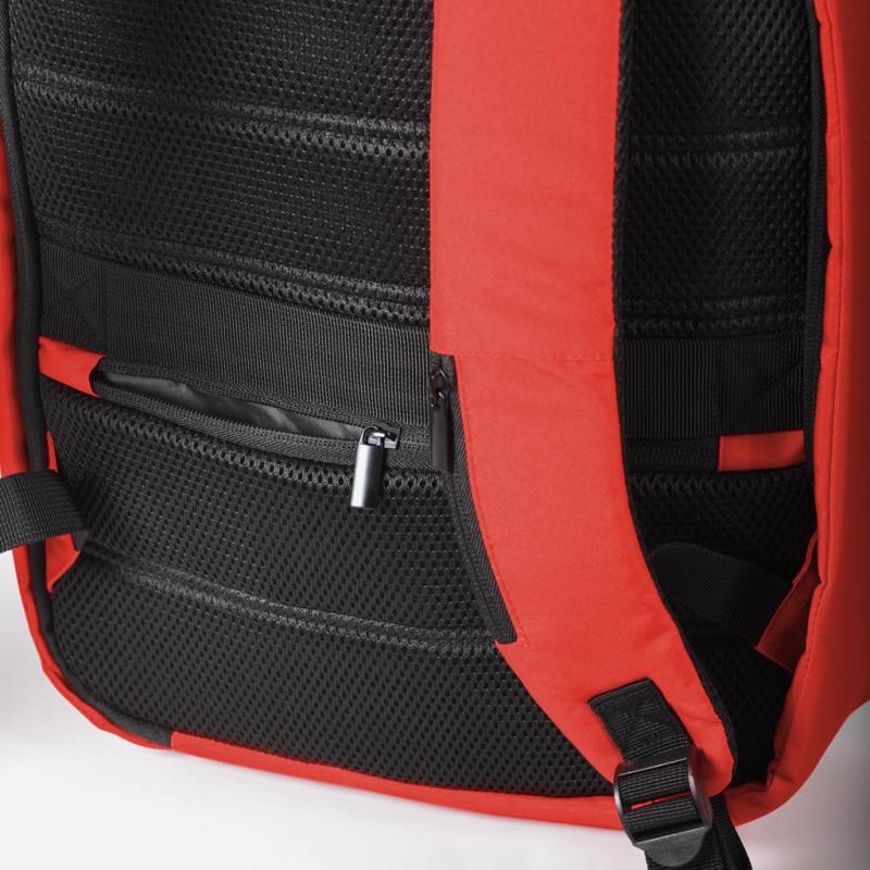 Zaino antitaccheggio in rpet rosso personalizzato Q24341R