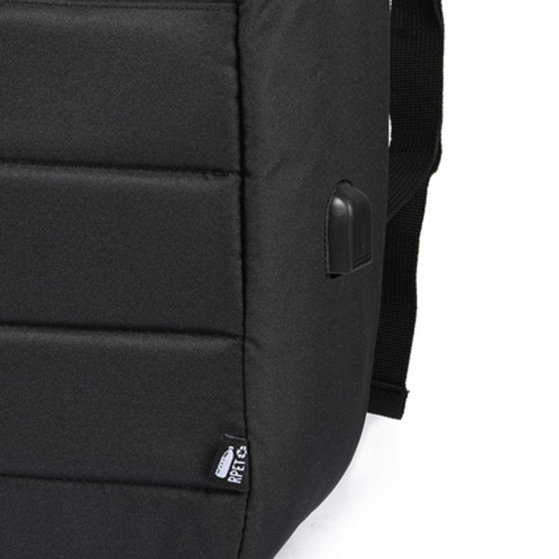Zaino antitaccheggio in rpet nero personalizzato Q24341N