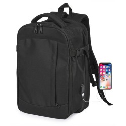 Zaino portacomputer da cabina aereo in poliestere nero personalizzato Q24345N Zaino portacomputer da cabina aereo in poliestere nero personalizzato Q24345N