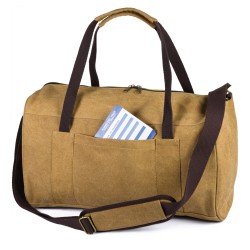 Borsa da viaggio vintage in policotone canvas kaki personalizzata Q24350KA