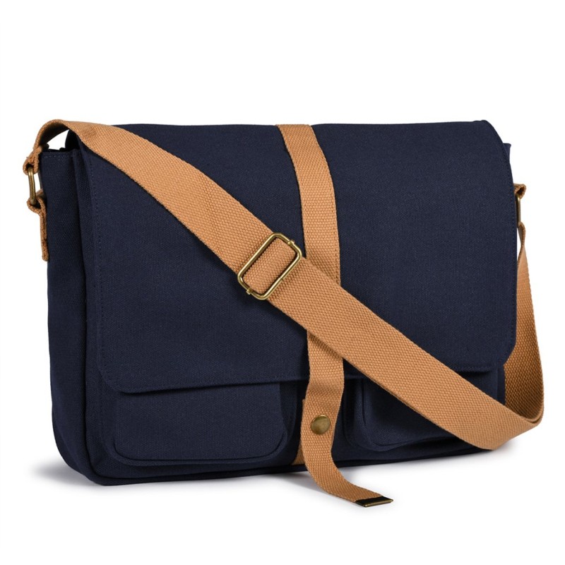 Tracolla vintage in policotone canvas blu navy personalizzato Q24352NY Tracolla vintage in policotone canvas blu navy personalizzato Q24352NY