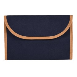 Busta porta documenti vintage in policotone canvas e pvc blu navy personalizzato Q24354NY