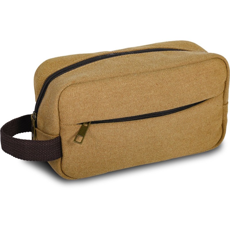 Beauty case vintage in policotone canvas kaki personalizzato Q24356KA