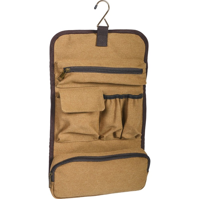 Beauty case vintage appendibile in policotone canvas kaki personalizzato Q24357KA