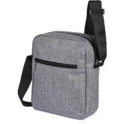 Borsello da spalla melange in poliestere grigio personalizzato Q24380GR