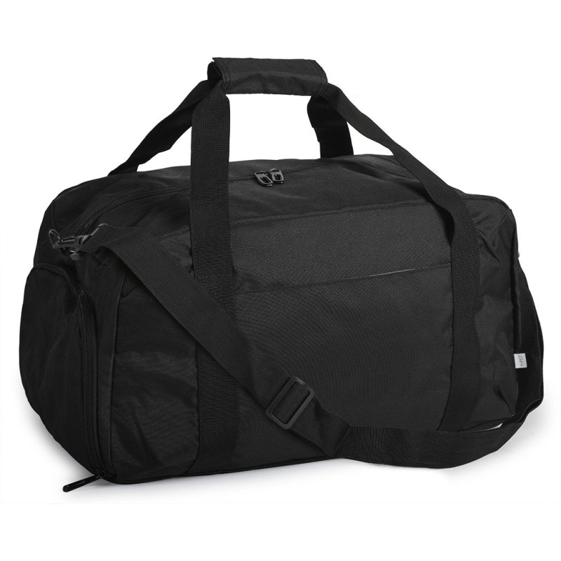 Borsa da viaggio in rpet nera personalizzata Q24392N