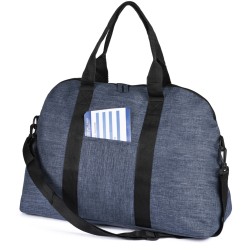 Borsa da viaggio melange in poliestere blu navy personalizzata Q24393NY