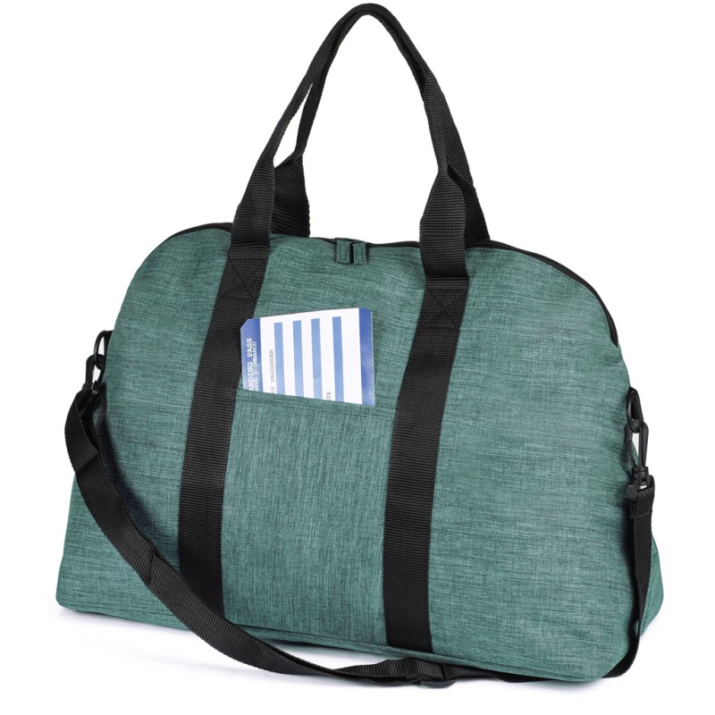 Borsa da viaggio melange in poliestere verde personalizzata Q24393V