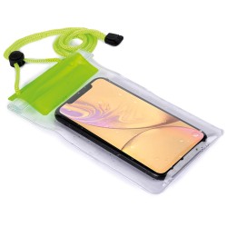 Porta cellulare impermeabile touch screen in pvc e poliestere verde acido personalizzato Q24428VA Porta cellulare impermeabile touch screen in pvc e poliestere verde acido personalizzato Q24428VA