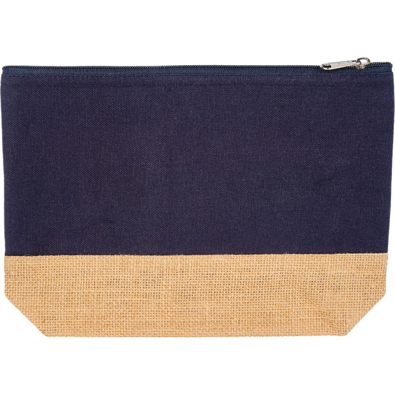Astuccio in iuta e cotone canvas blu navy personalizzato Q24470NY