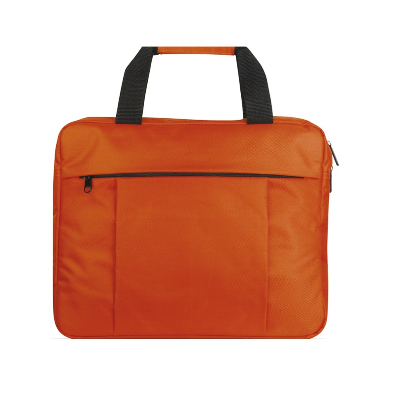 Borsa porta computer in poliestere arancione personalizzata Q24511A