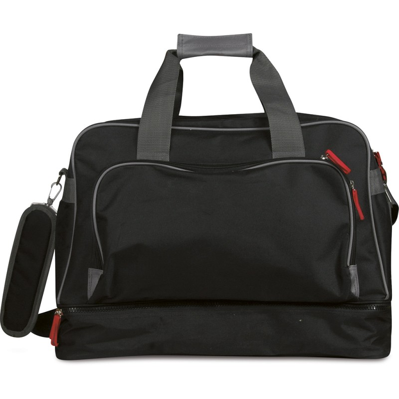 Borsa sportiva in poliestere nera personalizzata Q24707N