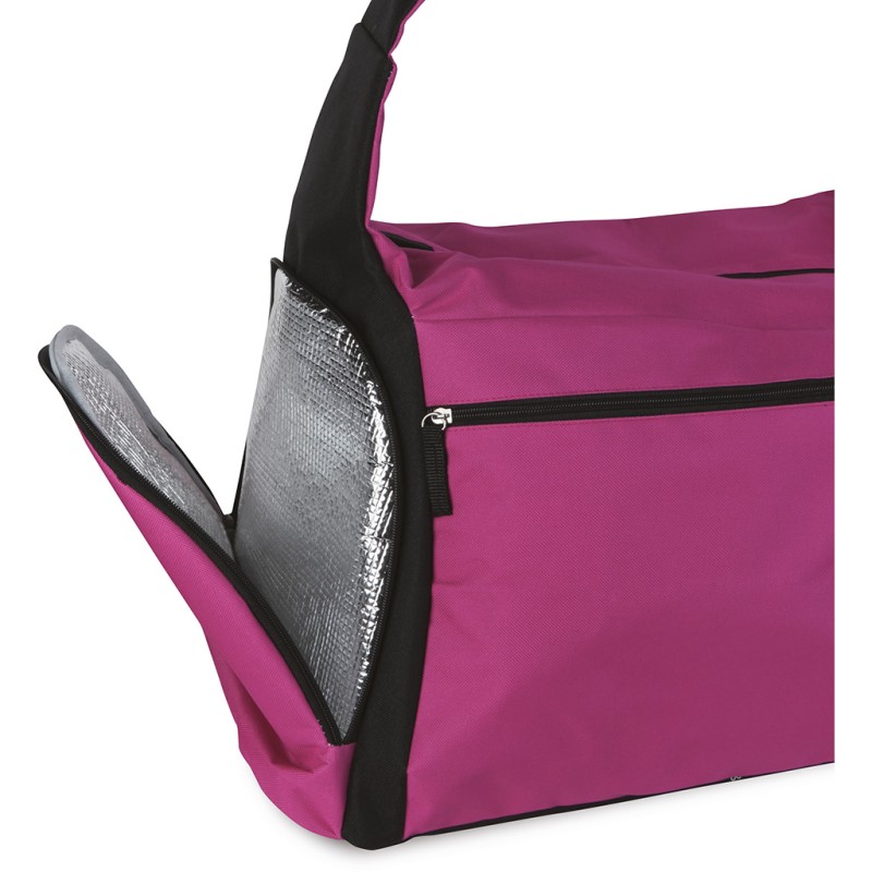 Borsa sportiva con tracolla in poliestere fucsia personalizzata Q24722FU