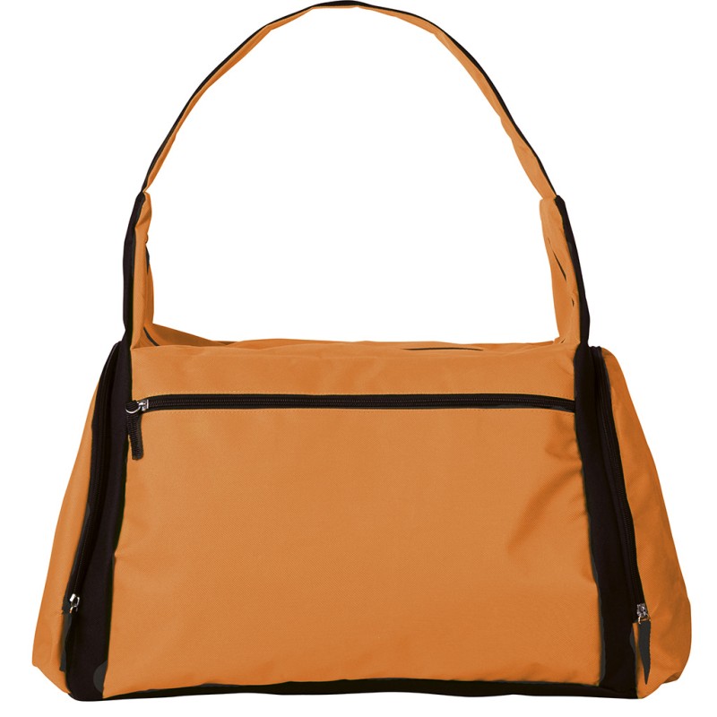 Borsa sportiva con tracolla in poliestere arancione personalizzata Q24722A Borsa sportiva con tracolla in poliestere arancione personalizzata Q24722A