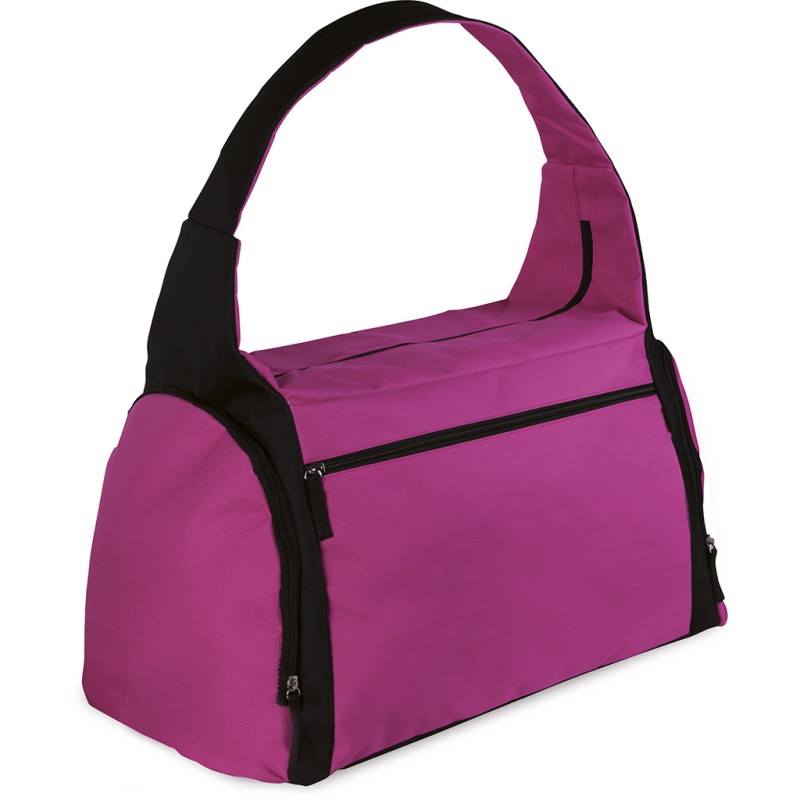 Borsa sportiva con tracolla in poliestere fucsia personalizzata Q24722FU