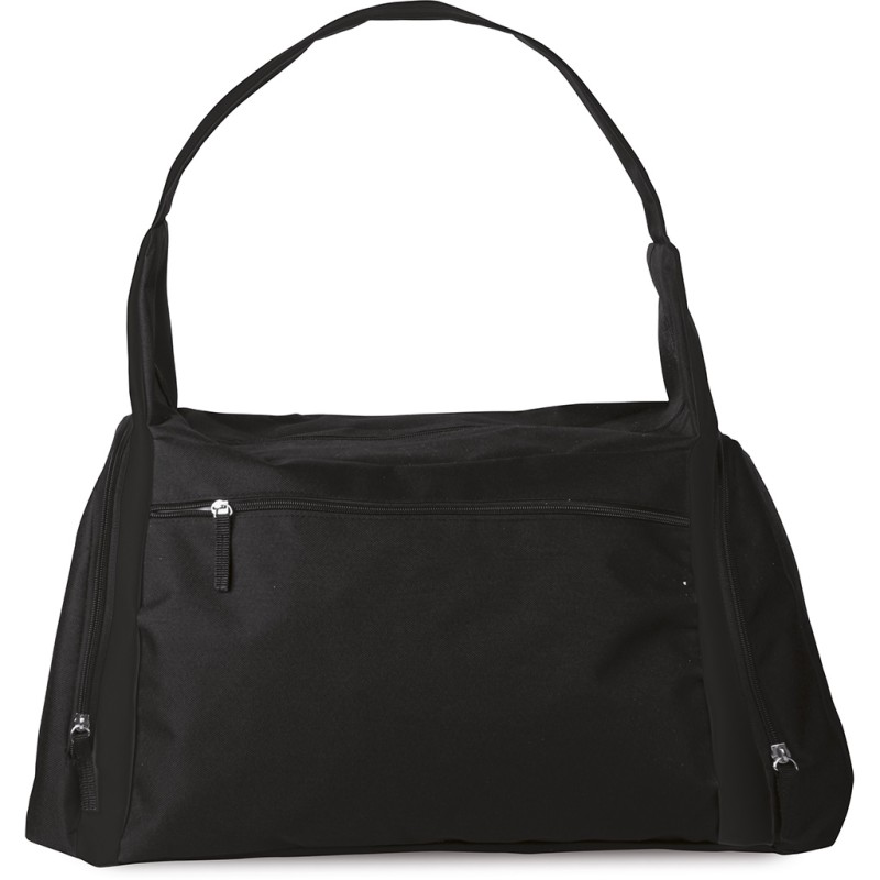 Borsa sportiva con tracolla in poliestere nera personalizzata Q24722N