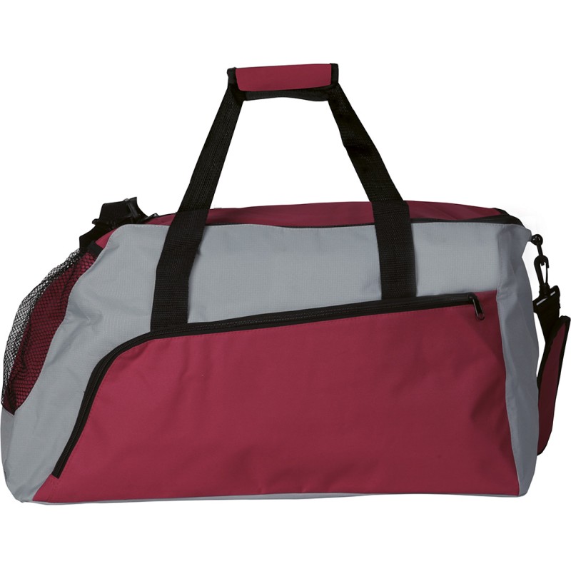 Borsa sportiva in poliestere grigio/rosso personalizzata Q24723GR/R