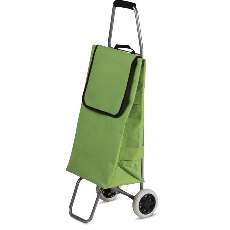 Borsa con ruote in poliestere verde acido personalizzata Q24756VA