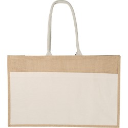 Borsa da mare in iuta e cotone natural personalizzata Q24867NT