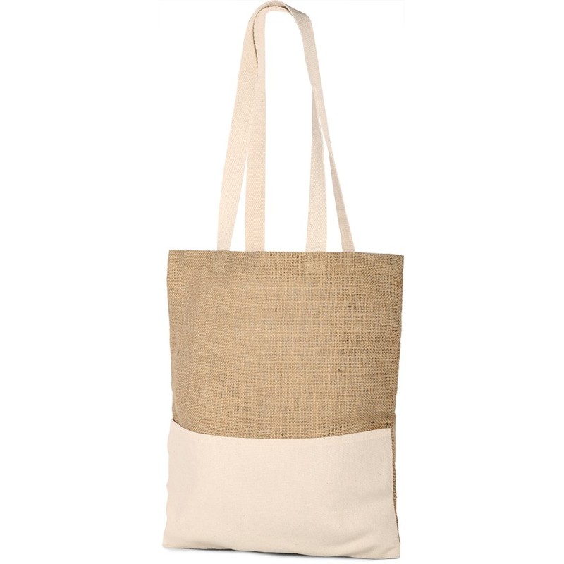 Borsa shopper in iuta e cotone personalizzata Q24868