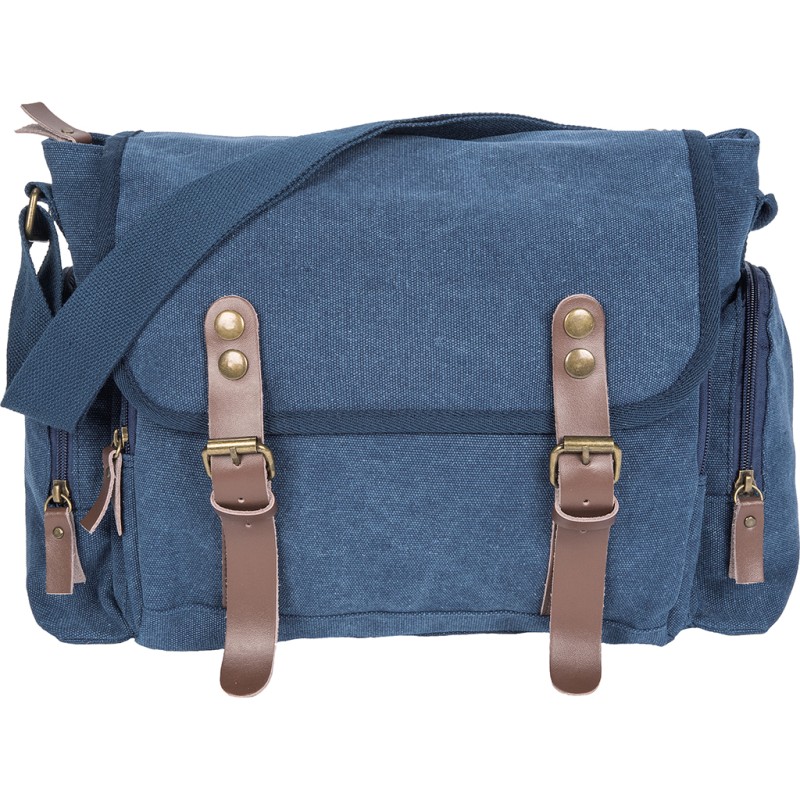 Tracolla vintage in policotone canvas blu navy personalizzato Q24319NY