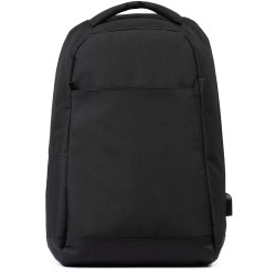 Zaino antitaccheggio con uscita usb in poliestere nero personalizzato Q24093N