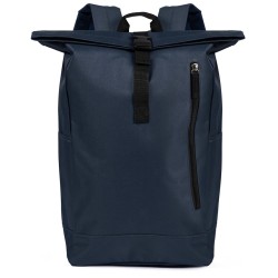 Zaino urban arrotolabile in poliestere blu navy personalizzato Q24378NY