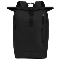 Zaino urban arrotolabile in poliestere nero personalizzato Q24378N