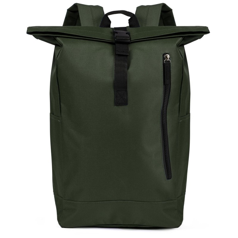 Zaino urban arrotolabile in poliestere verde inglese personalizzato Q24378VI