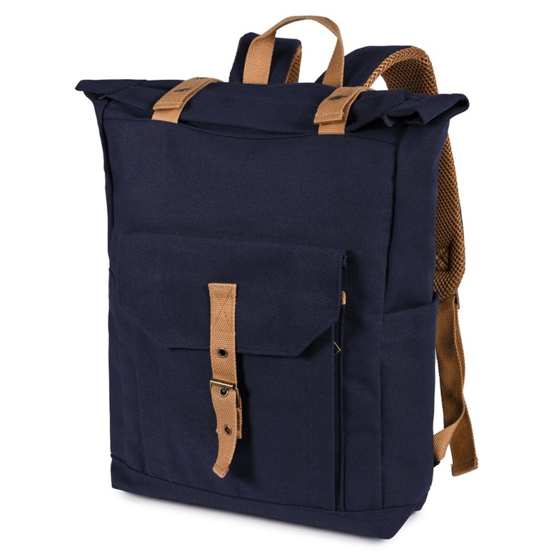 Zaino vintage in policotone canvas blu navy personalizzato Q24355NY
