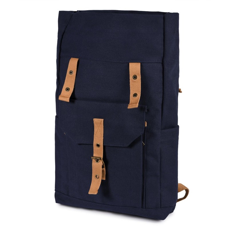 Zaino vintage in policotone canvas blu navy personalizzato Q24355NY