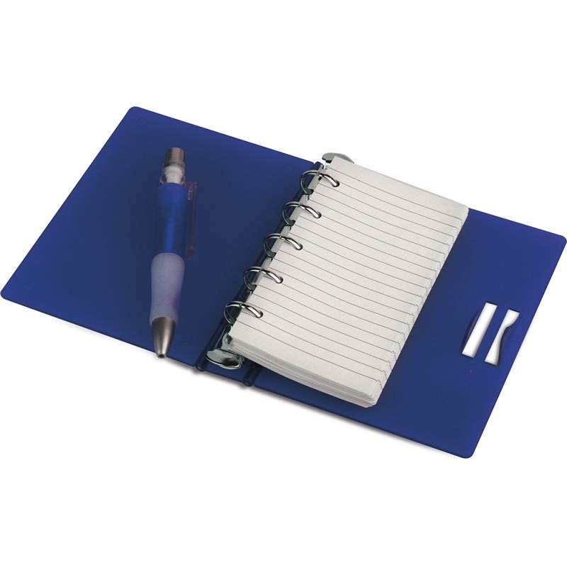 Blocchetto per appunti in carta e plastica trasparente/blu royal personalizzato S26461TR/BL
