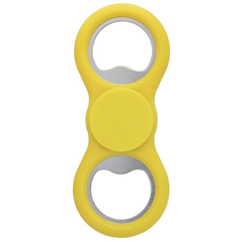 Fidget spinner con apribottiglia in plastica e metallo giallo personalizzato S26321G