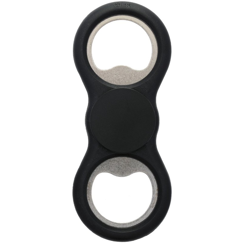 Fidget spinner con apribottiglia in plastica e metallo nero personalizzato S26321N
