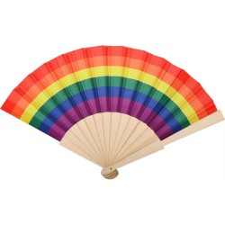 Ventaglio arcobaleno in rpet e legno personalizzato S26038 Ventaglio arcobaleno in rpet e legno personalizzato S26038