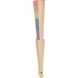 Ventaglio arcobaleno in rpet e legno personalizzato S26038 Ventaglio arcobaleno in rpet e legno personalizzato S26038