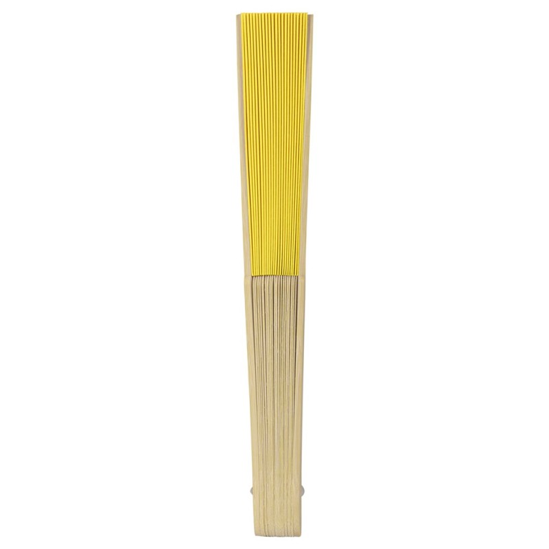 Ventaglio in carta e bambù giallo personalizzato S26042G