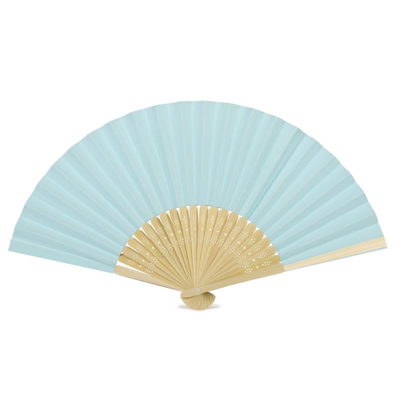 Ventaglio in carta e bambù blu sky personalizzato S26042SK