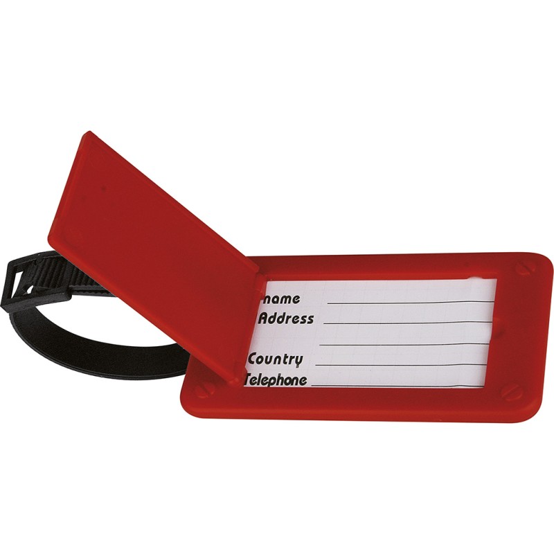 Targhetta da valigia in plastica rosso personalizzato S26172R