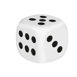 Dado antistress in pu bianco personalizzato S26237B Dado antistress in pu bianco personalizzato S26237B