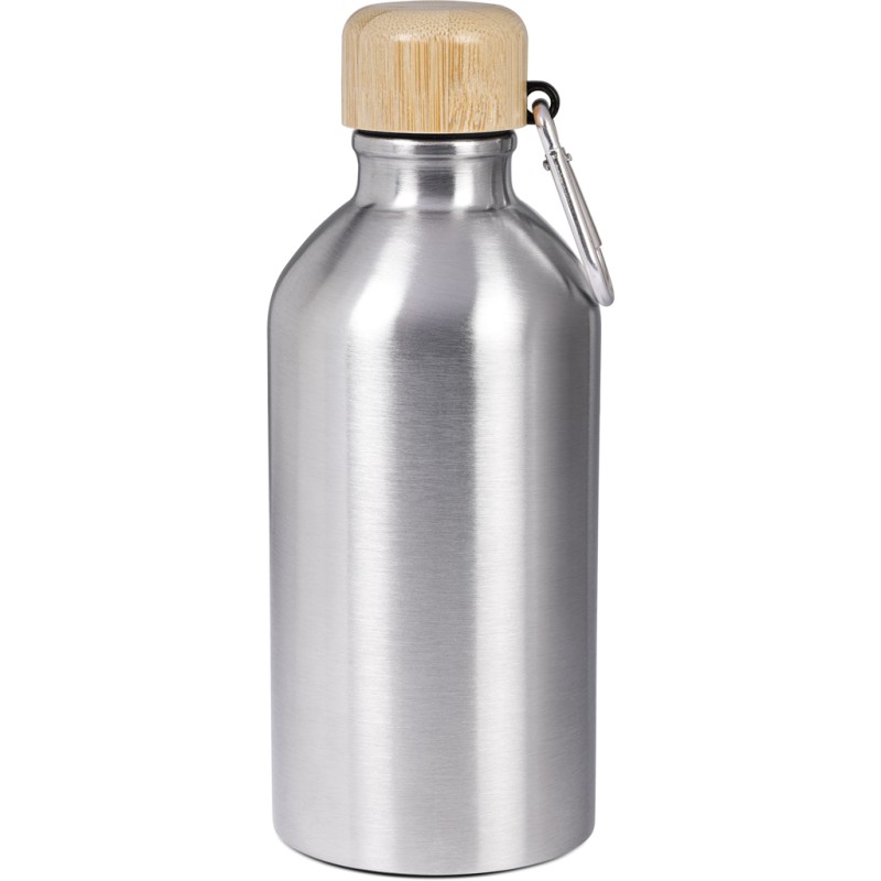 Borraccia in acciaio e bamboo grigio personalizzato S26284GR