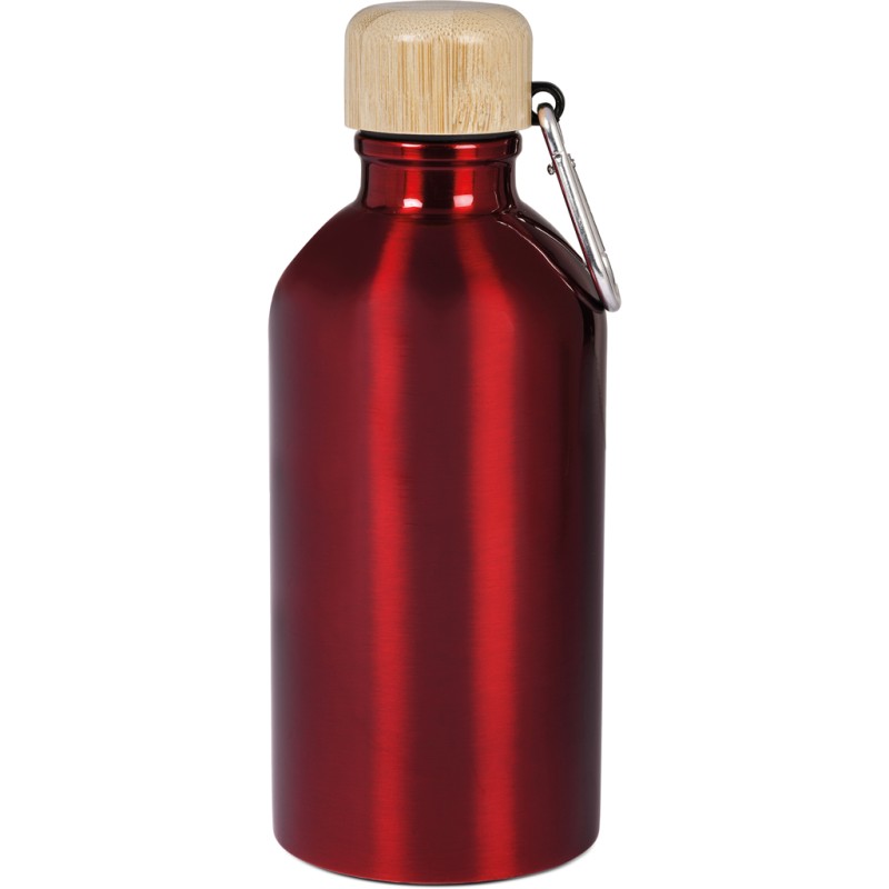 Borraccia in acciaio e bamboo rosso personalizzato S26284R