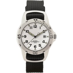 Orologio analogico personalizzabile in metallo e nylon nero/bianco personalizzato X25365N/B