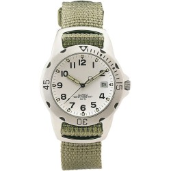 Orologio analogico personalizzabile in metallo e nylon verde/bianco personalizzato X25365V/B