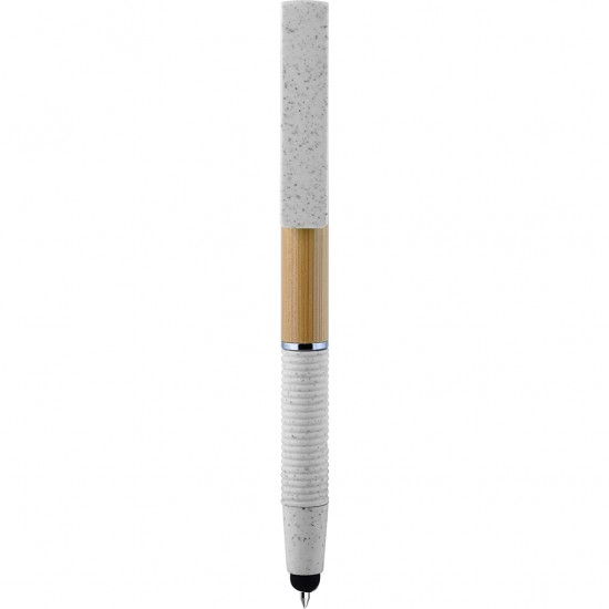 Penna A Sfera Con Touch Screen In Bambù, Paglia Di Grano+Abs Personalizzato B11267B