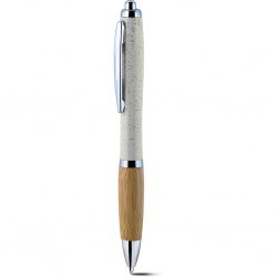 Penna A Sfera In Paglia Di Grano+Abs Bambù E Metallo Abs Personalizzato B11268B