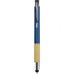 Penna A Sfera Con Touch Screen In Paglia Di Grano+Abs, Bamboo E Metallo Personalizzato B11273BL Blu