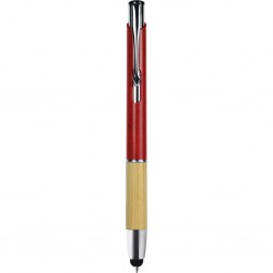 Penna A Sfera Con Touch Screen In Paglia Di Grano+Abs, Bamboo E Metallo Personalizzato B11273R Rosso